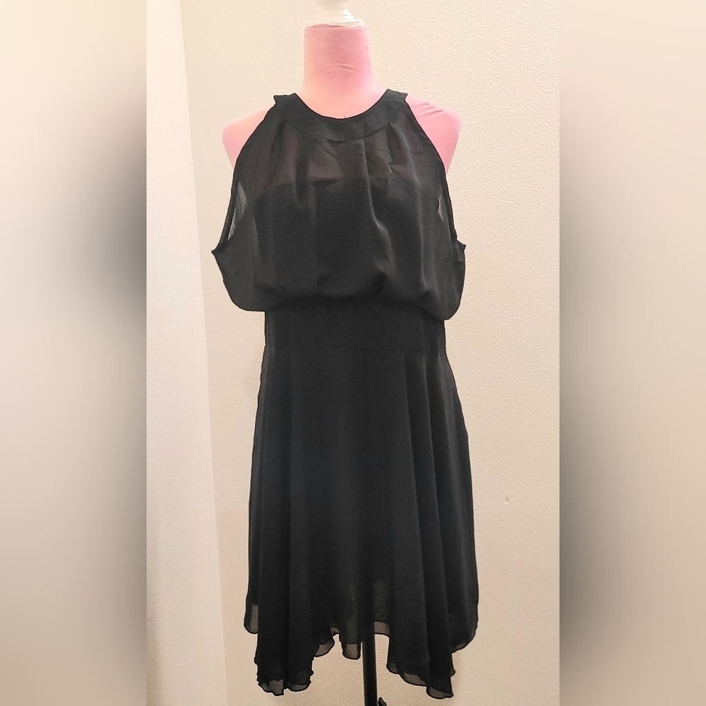 Black Sleeveless Cowl Neck A-Line Dress Plus Sz XXL